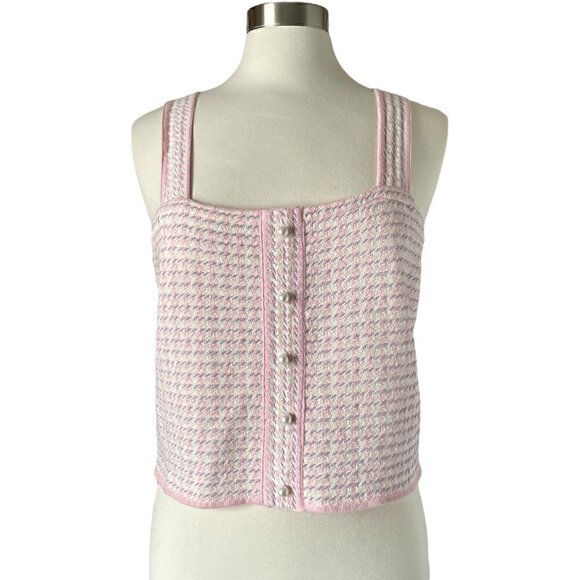 Sandro Daniella Pink Tweed Knit Top Tank - Picture 9 of 9